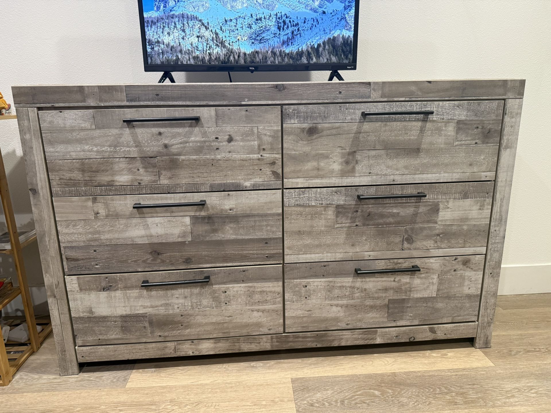 Gray Wood 6 Drawer Dresser