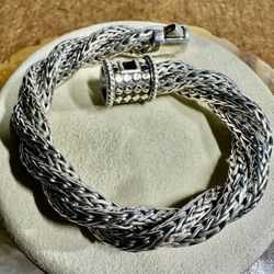 FREE SHIPPING! John Hardy 925 Silver & 18k Gold Classic Twist Bracelet 7” #36