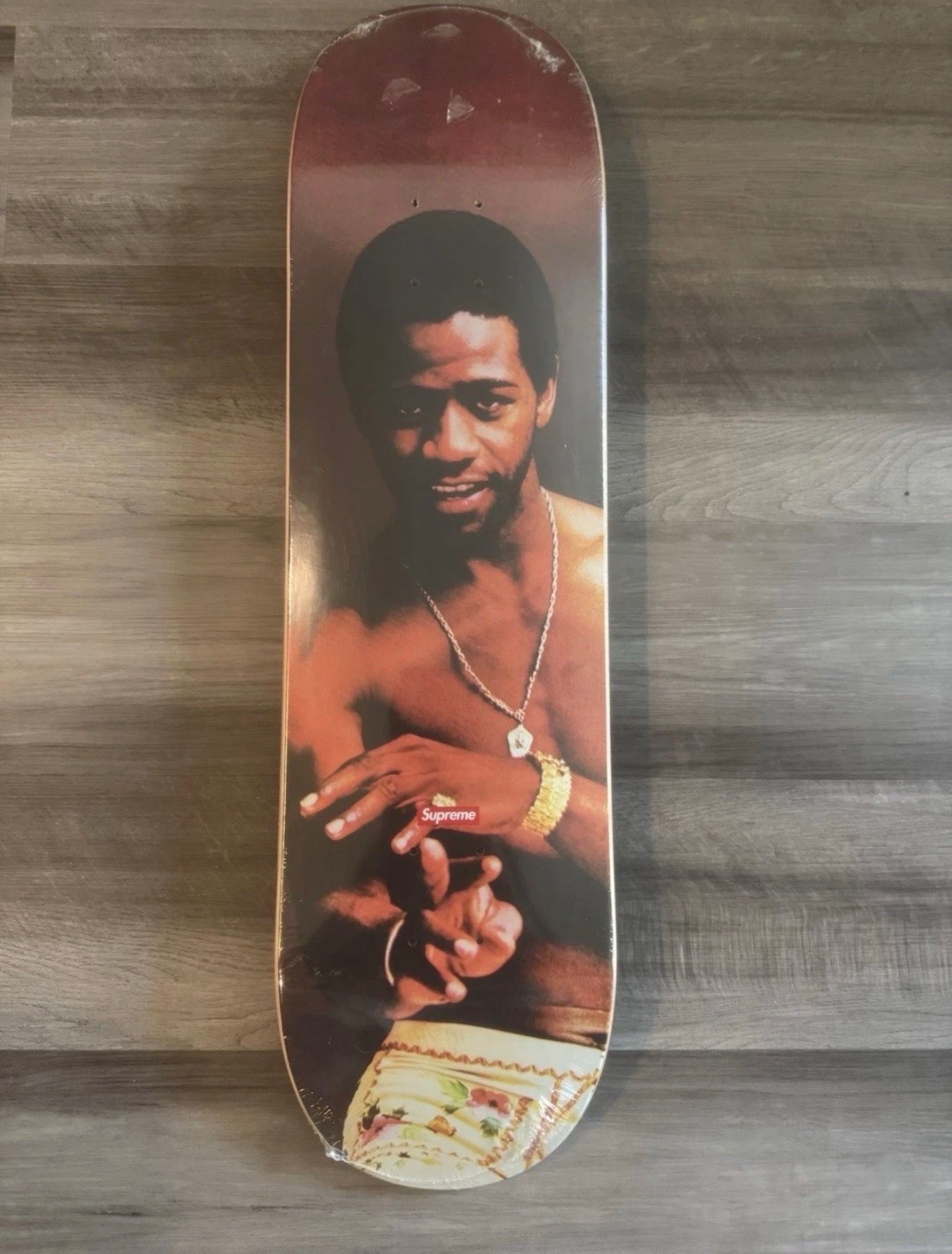 supreme skateboard deck Al green artwork art theme multi-color wood back