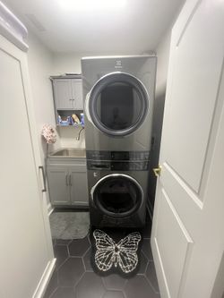 Electrolux Pewter Gray Stackable, washer, and Gas dryer