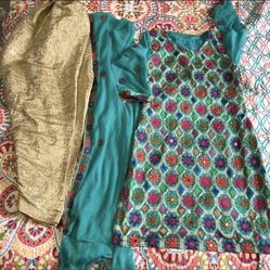 Pakistani Indian Shalwar Kameez Embroidered With Sheesha Mirror Work Jamawar Shalwar Formal Fancy Outfit Eid Party 