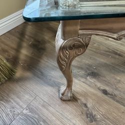 Glass And Wood Living Room Tables Set/Juego De Mesas De Vidrio Y Madera Para Sala