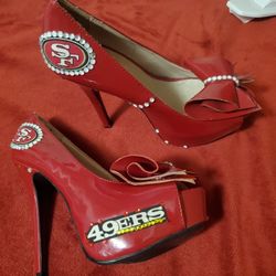 Custom Made 49ers High Heels Size 7.5 Woman's 