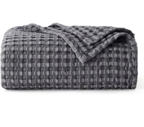 Bedsure Cooling Waffle Blanket for Hot Sleepers, Dark Grey