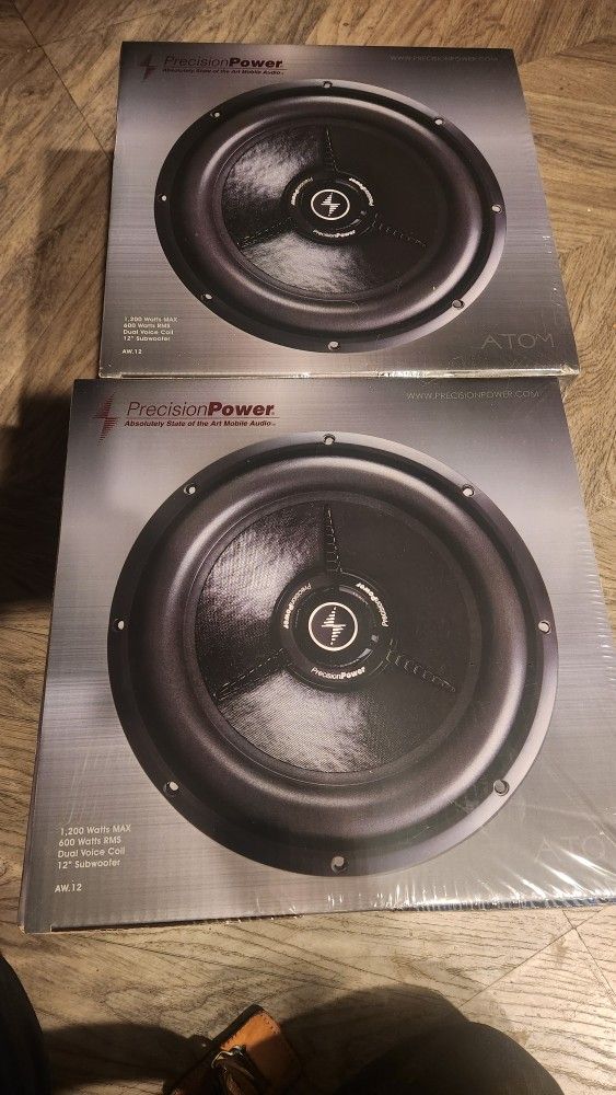 Precision Power 12 Subs New 1200 Watts Max 600 Rms Each Dual Voice