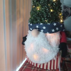Pre Lit Gnome Topiary For The 4th Of July And Christmas