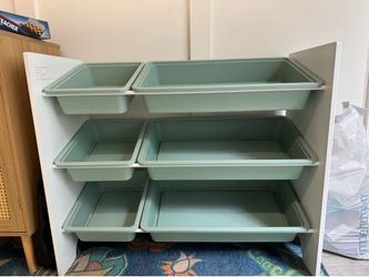 Kids' 6 Bin Storage White - Pillowfort™: Multi Bin Toy Organizer, Kids Furniture for Playroom, 3 Shelves