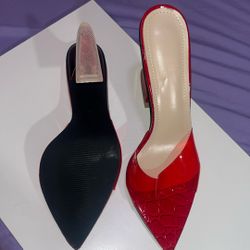 Red Pointed-Toe Heels – Short Heel – Size 42(10US)🔥👠