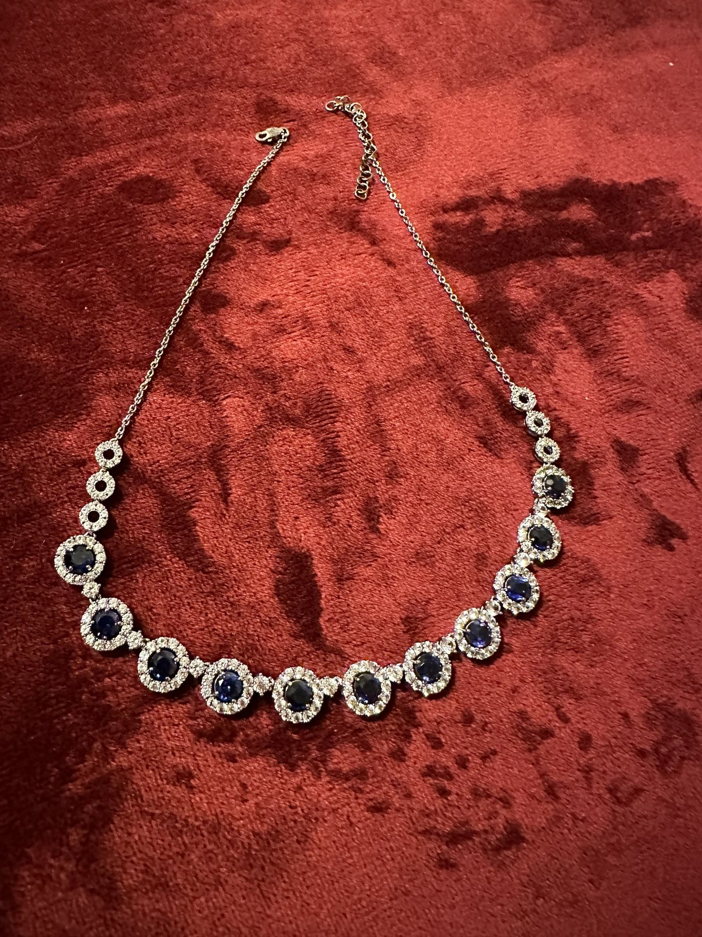 Sterling Silver Lab-Created Sapphire Halo Necklace