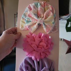 BABY BEBE SUMMER BONNETS AND HEADBAND 