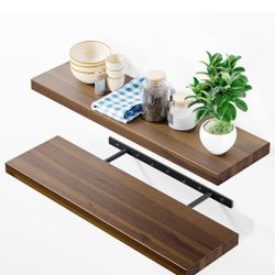Acacia Floating Shelves, 24" (Set of 2