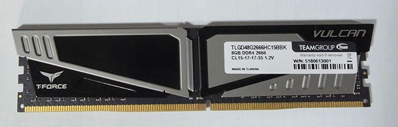 TeamGroup T-Force Vulcan 8GB (1x8GB) RAM DDR4 2666MHz TLGD48G2666HC15BBK