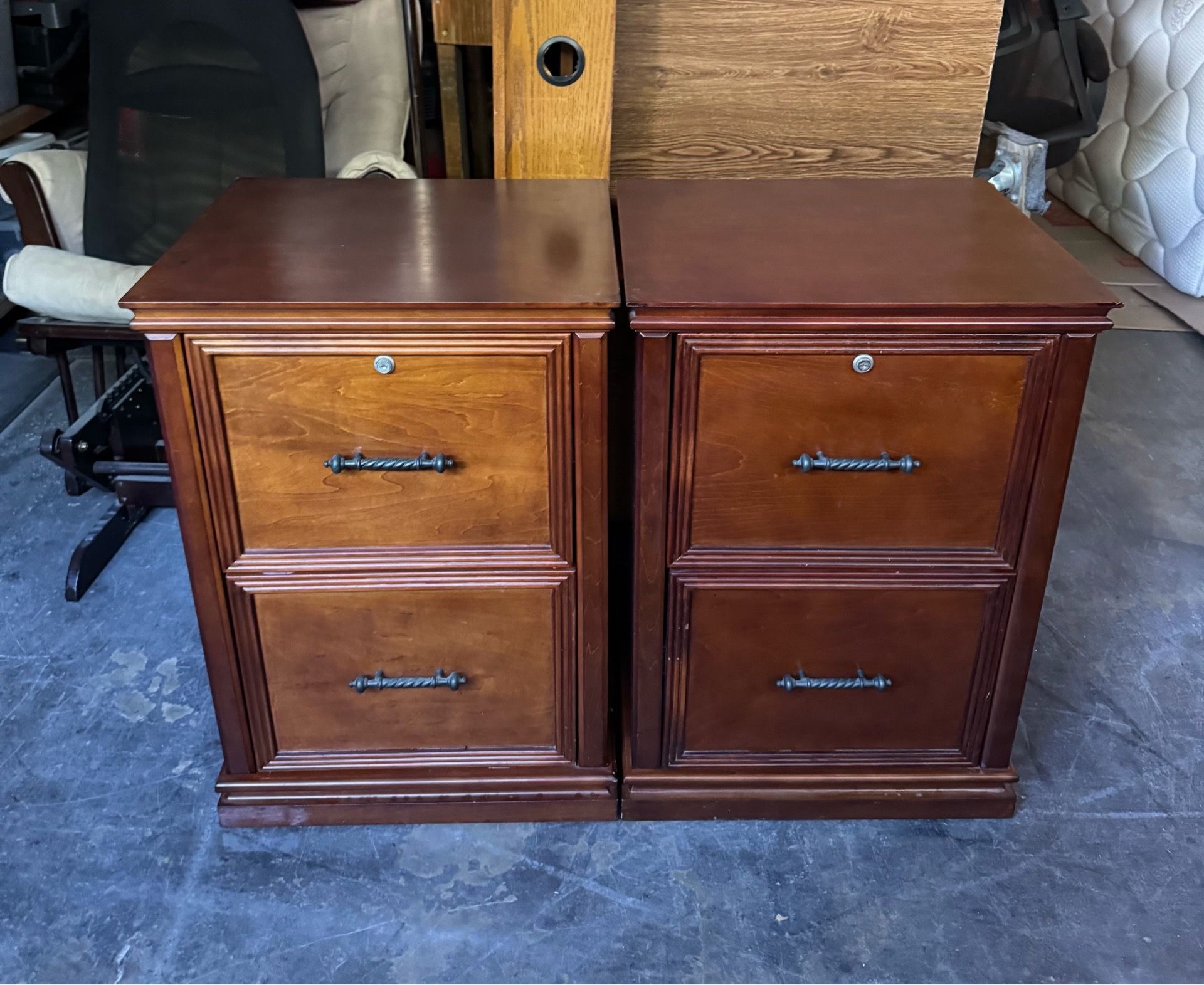 2 commercial grade 2-drawer premium solid wood letter standard / legal size file cabinet $65 ea