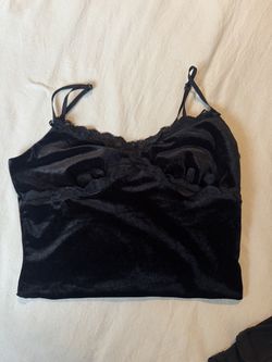 Black velvet crop tank