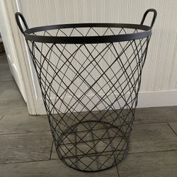 Large Decorative Laundry Size Basket Farmhouse Storage Metal Steel Frame Sturdy Decor