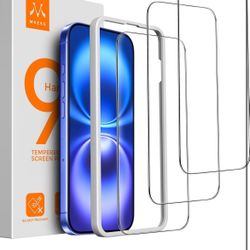 Brand: Mkeke Mkeke 3 Pack Screen Protector for iPhone 16 / iPhone 15 6.1", [9H+ Tempered Glass] [Easy Installation Frame] [Military-Grade Drop Protect