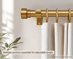2 Warm Gold Curtain Rods, Adjustable