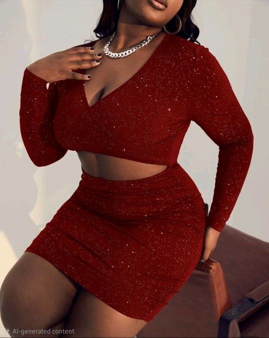 Red Shimmer Dress 1XL