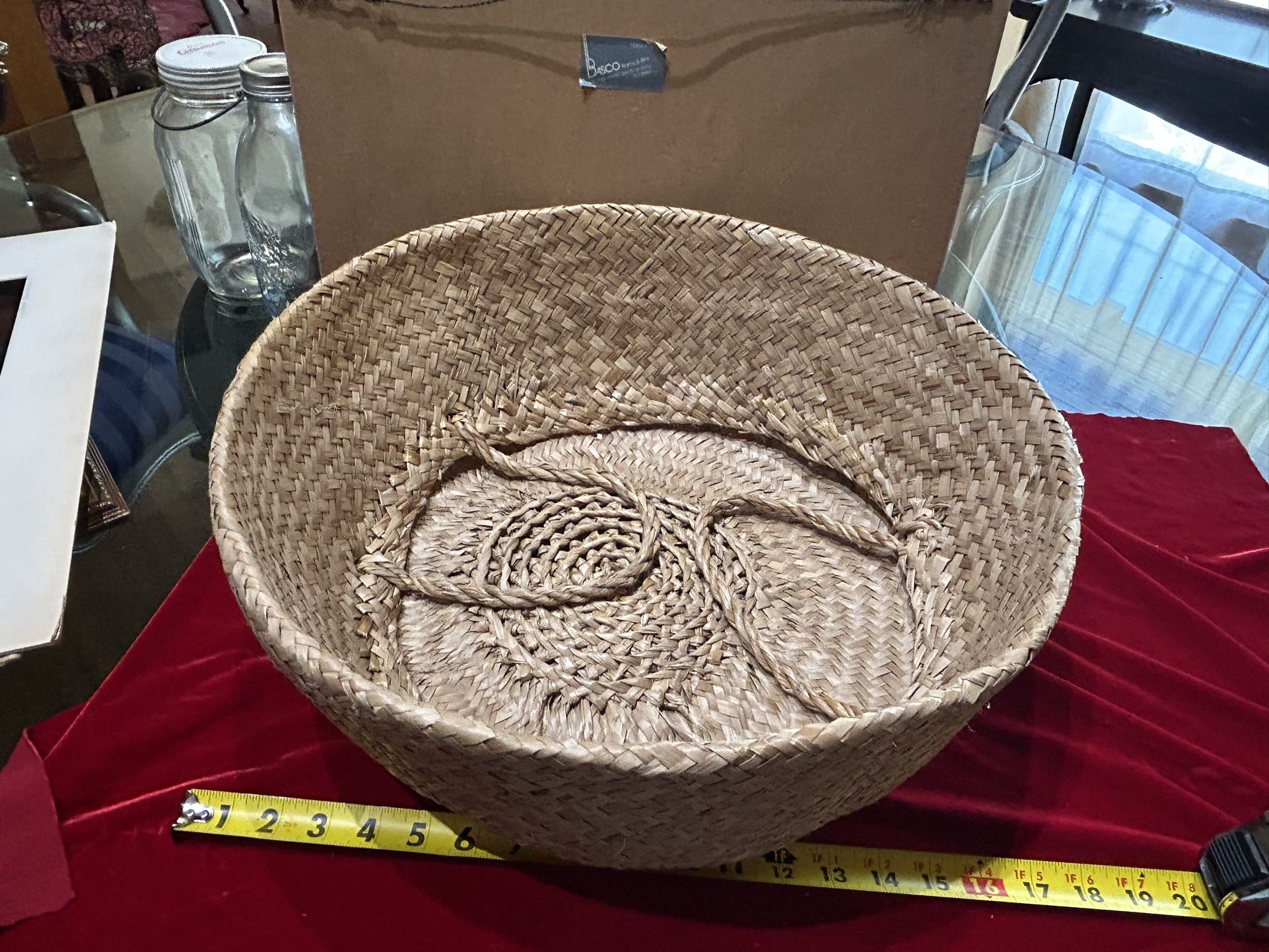 Unusual Large  Folding Wicker Handled Basket
