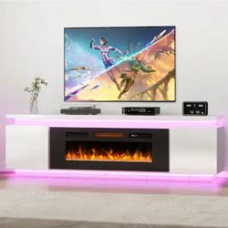 🔥🔥Skyzoo - Electric Fireplace TV Stand TVs up to 80"  LED Lights & 4 Power Outlets, *NO FIREPLACE*
