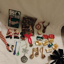 Christmas Decor Ornaments Lot & Miniature Lights