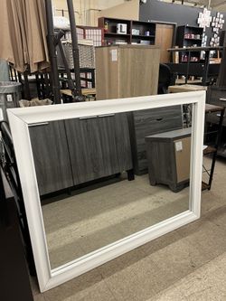 Acme Naima Wood Frame Bedroom Mirror 36” H x 47” W x 1” D - White