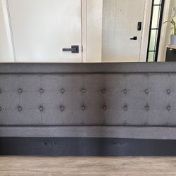 Cal King Grey Upholstered Bed Frame