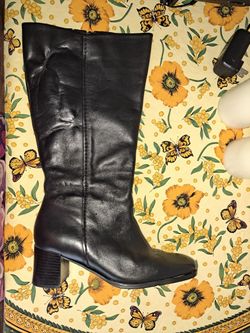 WIDE CALF 9 M Ladies Dressy Boots Black Comfy Style