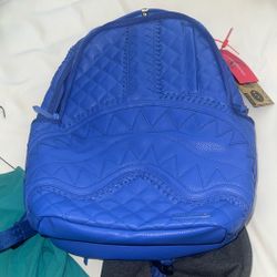 Brand New Blue Faux Leather Sprayground Backpack