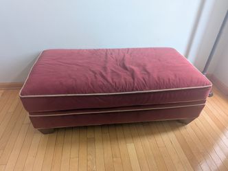 Red Velvet Ottoman – 50” x 27” x 18”