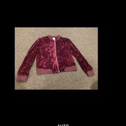EUC Kensie Jeans M zippered faux fur velour maroon jacket full zipper warm soft