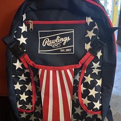 New Rawlings Remix  T-ball Youth Backpack. Blue Stars & Stripes 