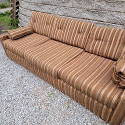 Amazing mid-century modern MCM 50s 60s striped upholstered 7 ft Couch  