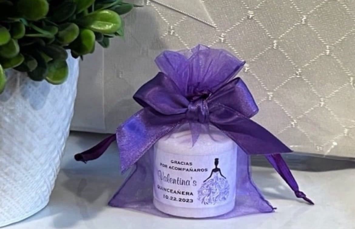 Purple Dress QUINCEAÑERA Sweet 15 candle party favors décor gift