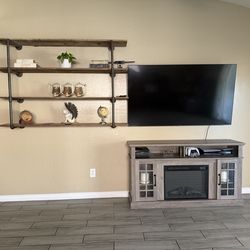 Rustic pipe shelves