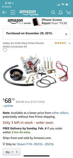 Holly electric choke - used one month