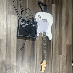 White Electric Guitar With Glarry Amp 