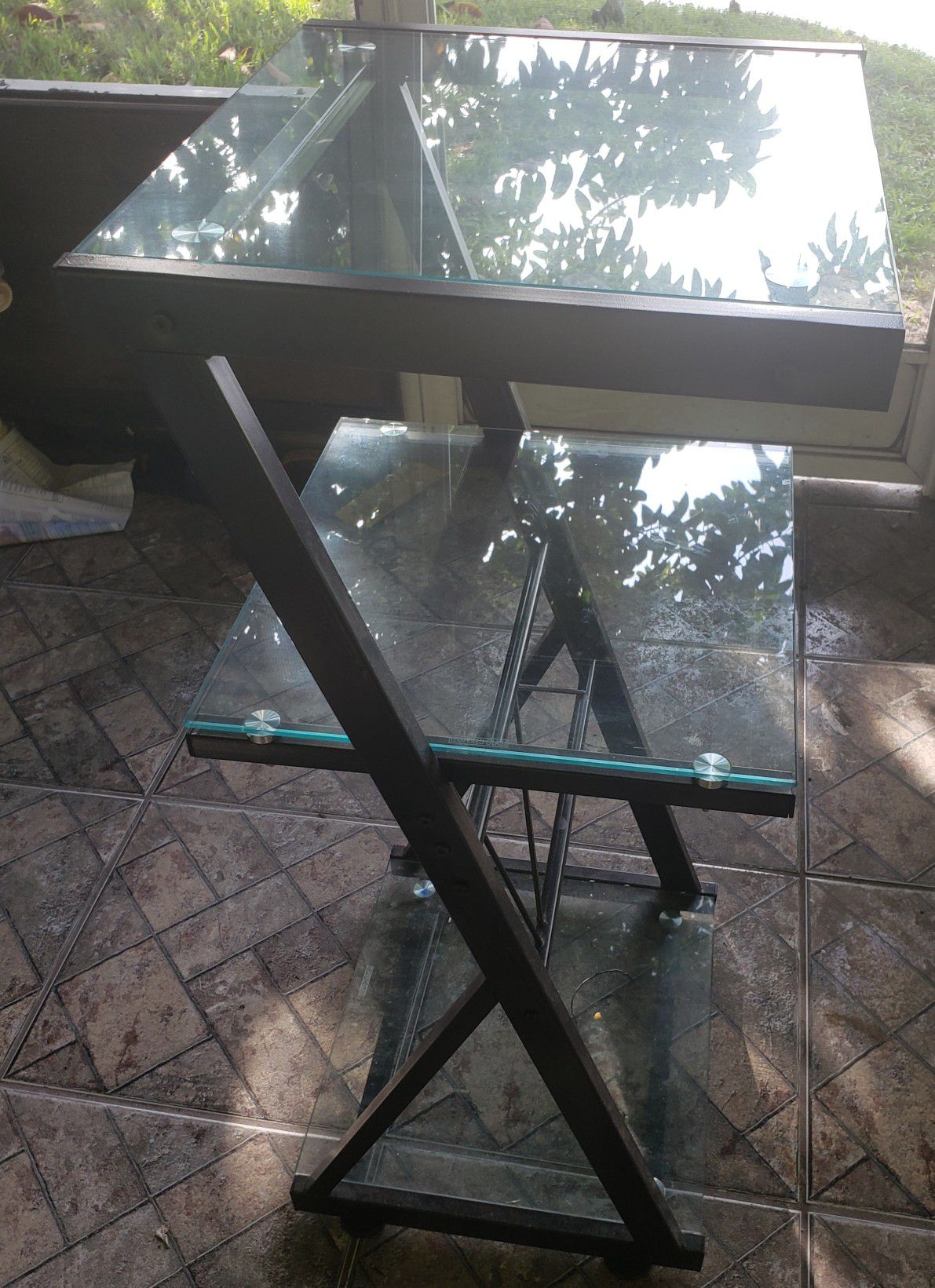 Glass Office Desk and Matching Tower