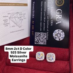 Moissanite Earrings 8mm 