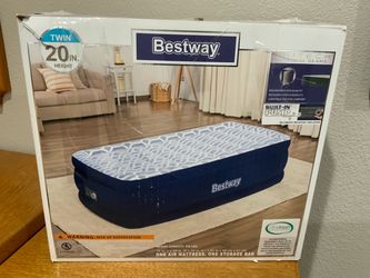 Twin Auto-Inflating Air Mattress Bed 20” High w/Storage Bag - Like New