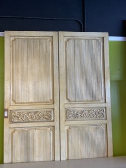 SCREEN : 2 Panel Indonesian/ Asian Tall Carved 99" x 56"  SKU BFZV4Z