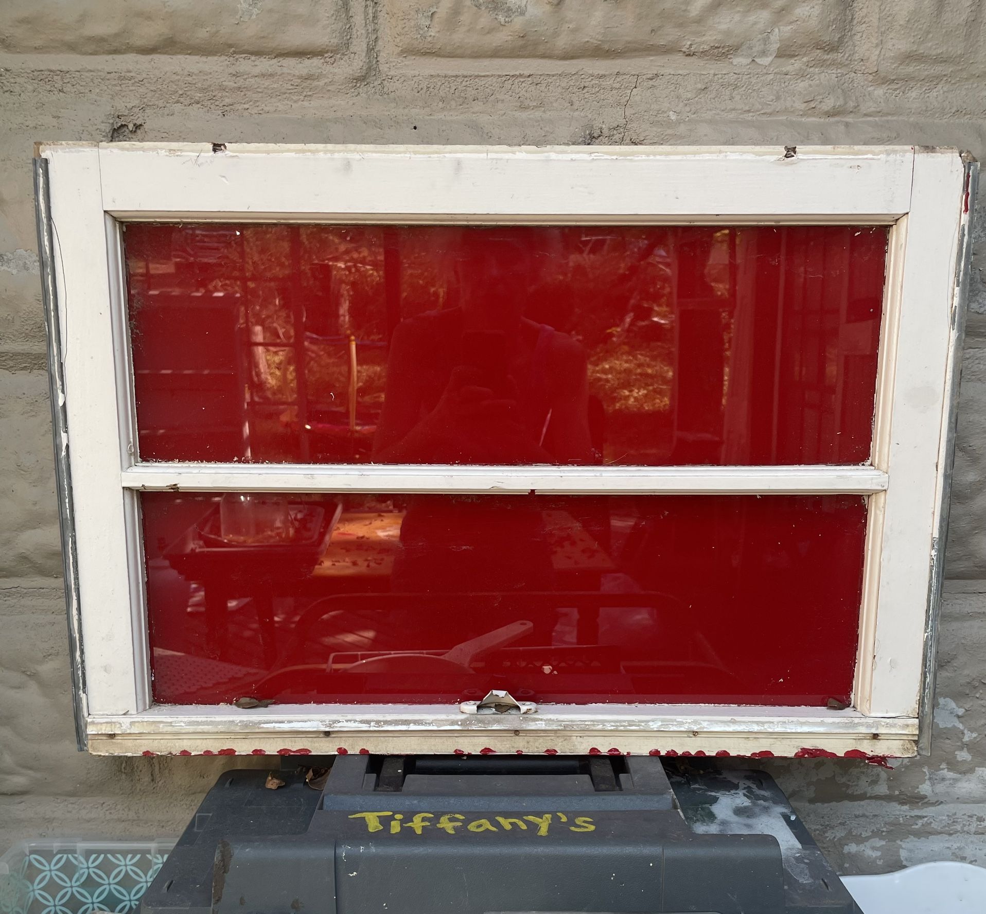 Vintage Red Painted Window 