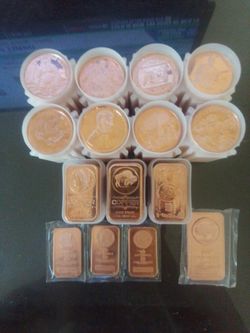 Coins and Bars 1 oz copper tubes and 5 oz bar (20 coins per tube)