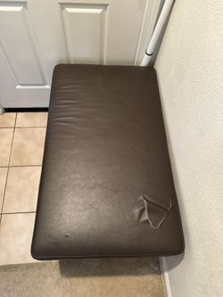 Furniture Restoration/ Repair  Brown faux leather Bench 