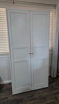 White metal Storage Cabinet closet wardrobe armoire