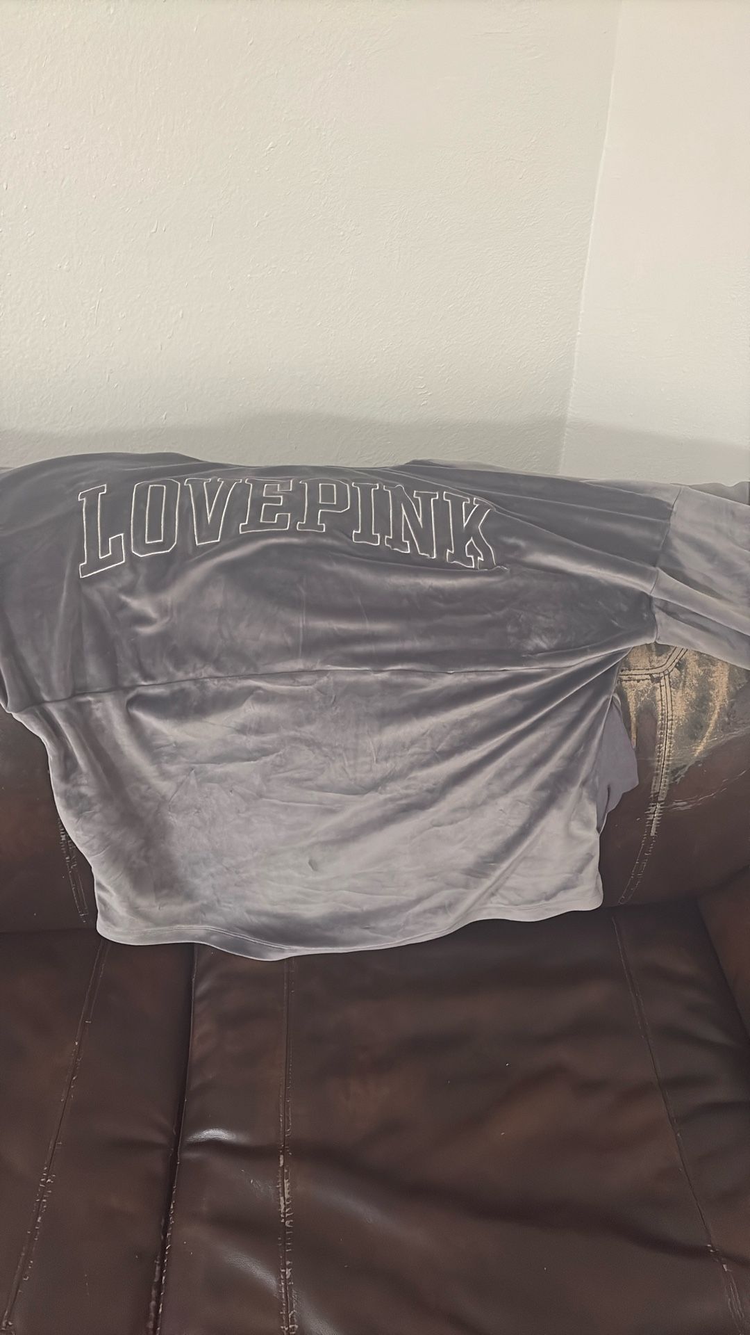 XL Grey Love Pink Hoodie 