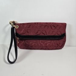 Simply Vera Wang Magnetic Fold-over Wristlet/Wallet Clutch Deep Red Wine Color