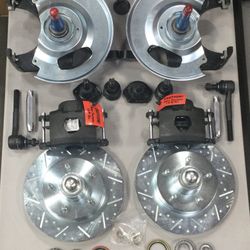 63-87 Chevy Truck C10 GMC Truck C15 Front Disc Brake Kit 2.5” Drop Spindles Loaded Calipers Drilled And Slotted Rotors RETAIL $900