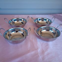 Stainless Steel 15 CM Indian Food Balti Karahi Curry Serving Dishes Bowl 4 Pc.