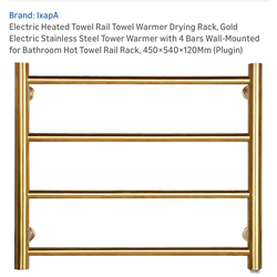 NEW INBOX Electric Heated Towel Rail Towel Warmer Drying Rack, Gold